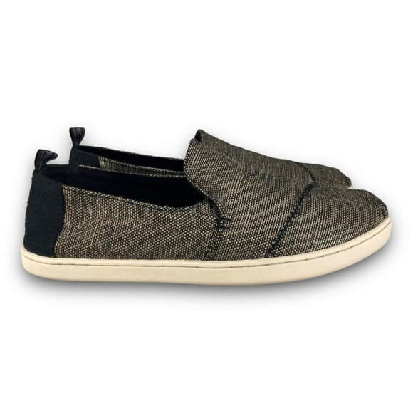 Toms Deconstructed Alpargata Slip On Flat 10012392 Black Metallic Gold Women 6.5 - Picture 1 of 9
